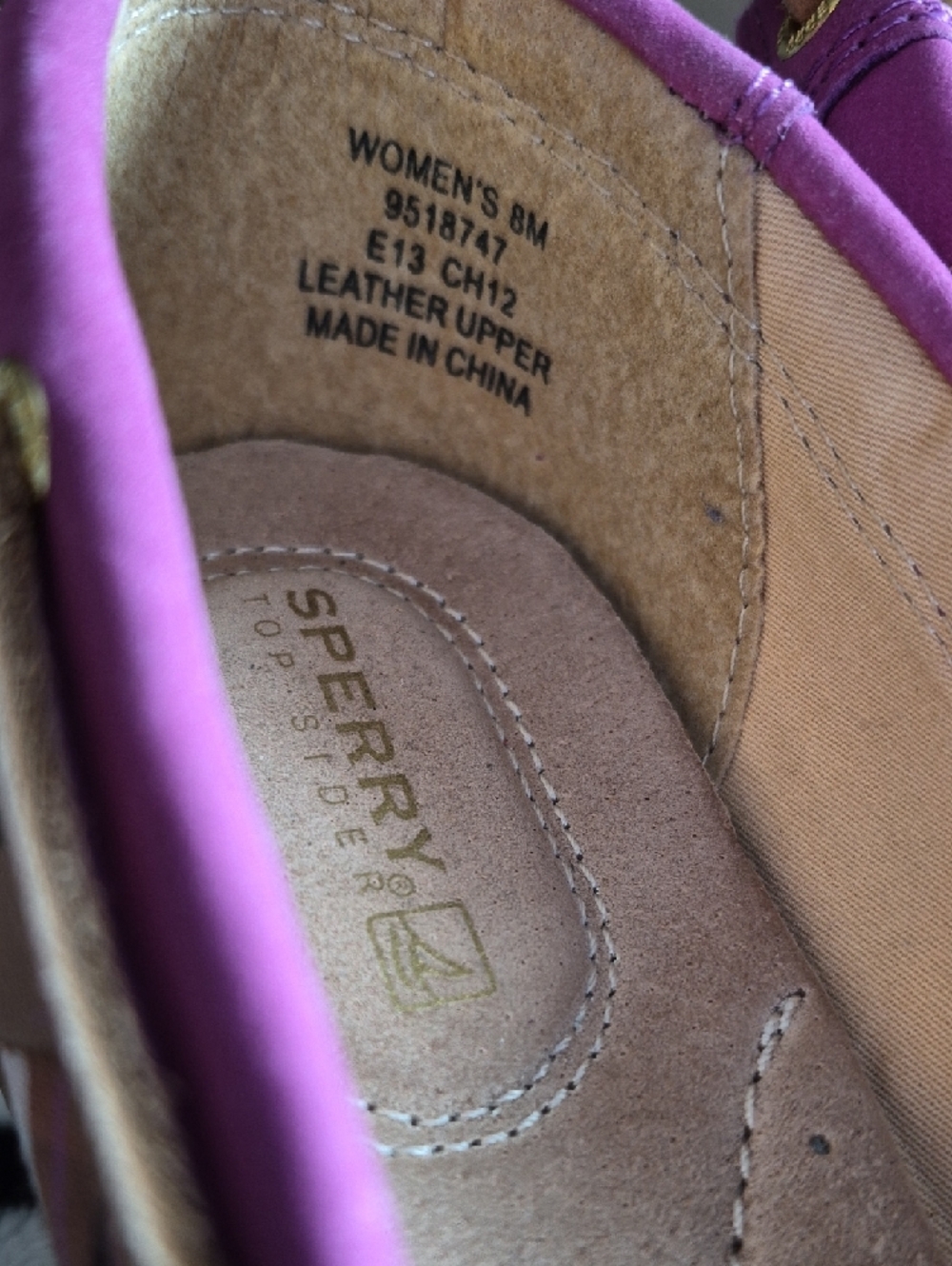 Sperry Magenta Wedge Boat Heels with Tan Laces - Picture 2 of 6